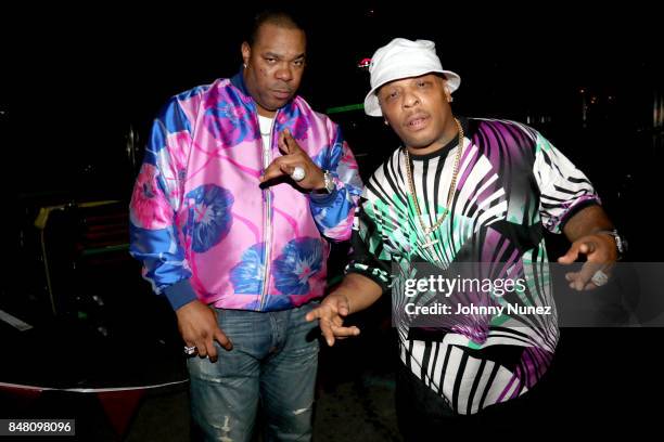 Busta Rhymes and Spliff Star pose backstage during the Meadows Music and Arts Festival - Day 2 at Citi Field on September 16, 2017 in New York City.