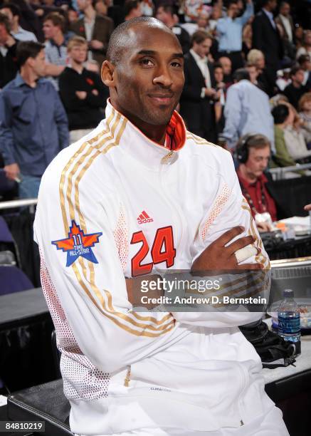 Kobe Bryant of the Western Conference looks on before the 58th NBA All-Star Game, part of 2009 NBA All-Star Weekend, at US Airways Center on February...