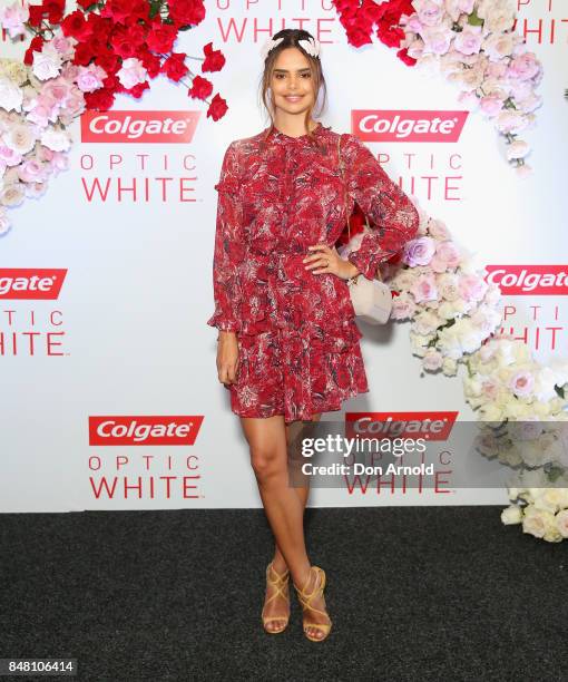 Samantha Harris attends Colgate Optic White Stakes Day at Royal Randwick Racecourse on September 16, 2017 in Sydney, Australia.