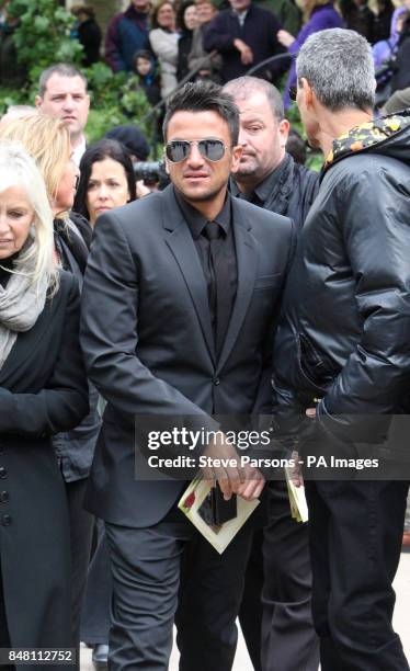 Peter Andre at the funeral of Bee Gee Robin Gibb at St Mary's Church in Thame, Oxfordshire.