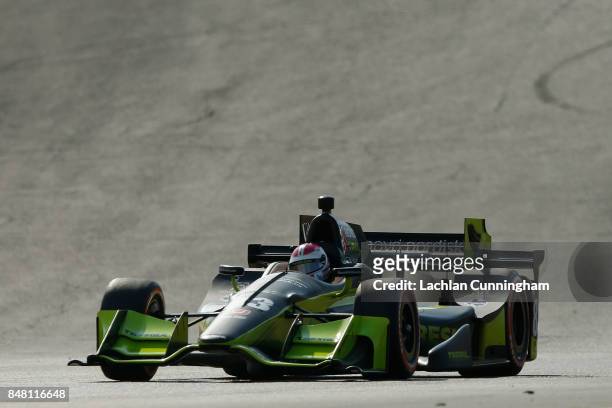 Charlie Kimball of the United States driver of the Tresiba Honda drives during qualifying on day 2 of the GoPro Grand Prix of Somoma at Sonoma...