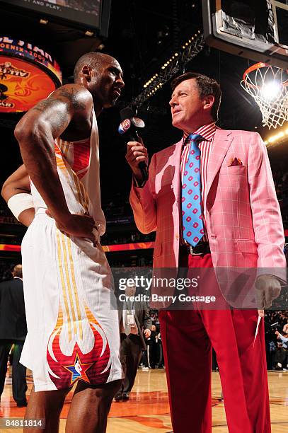 Broadcaster Craig Sager interviews Kobe Bryant of the Western Conference during the 58th NBA All-Star Game, part of 2009 NBA All-Star Weekend, at US...