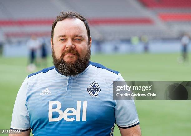 Actor Chris Gauthier poses for a picture during the Legends And Stars: Whitecaps FC Charity Alumni match at BC Place on September 16, 2017 in...