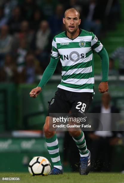 Sporting CP forward Bas Dost from Holland in action during the Primeira Liga match between Sporting CP and CD Tondela at Estadio Jose Alvalade on...