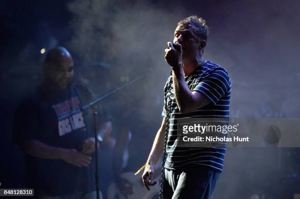 Vincent Mason of De La Soul and Damon Albarn of Gorillaz perform onstage with during the Meadows Music and Arts Festival - Day 2 at Citi Field on...