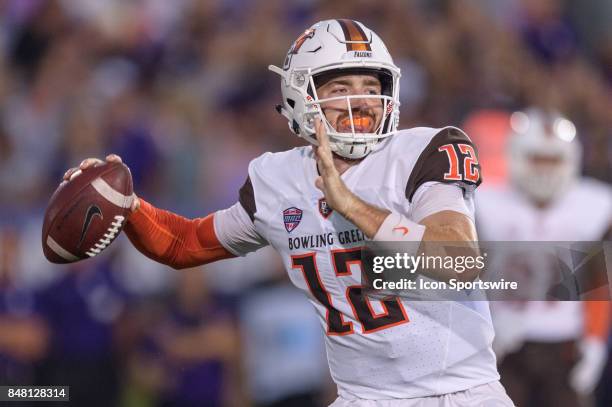 Bowling Green Falcons quarterback James Morgan passes the ball in the 1st quarter during a college football game between the Bowling Green Falcons...
