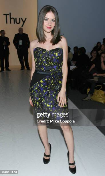Alison Brie attends Thuy Fall 2009 during Mercedes-Benz Fashion Week at The Salon in Bryant Park on February 15, 2009 in New York City.