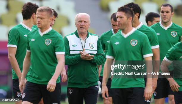 Republic of Ireland manager Giovanni Trapattoni during a training session at the PGE Arena, Gdansk, Poland.