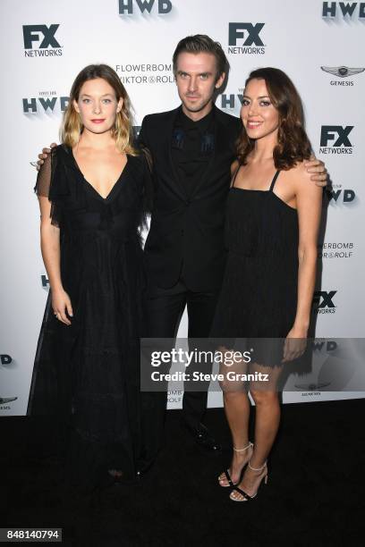 Rachel Keller, Dan Stevens and Aubrey Plaza attend FX and Vanity Fair Emmy Celebration at Craft on September 16, 2017 in Century City, California.