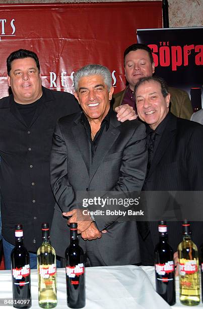 Steve Schirripa, Frank Vincent, Christopher Massie of Sopranos Wines and Dan Grimaldi attend a Valentines party with cast members of "The Sopranos"...