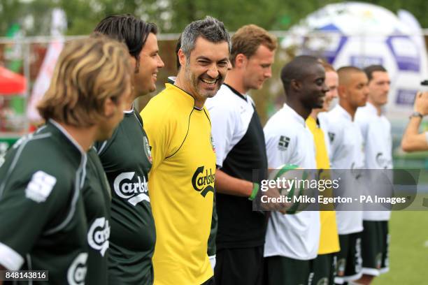 European Legends goalkeeper Victor Baia is all smiles prior to the game