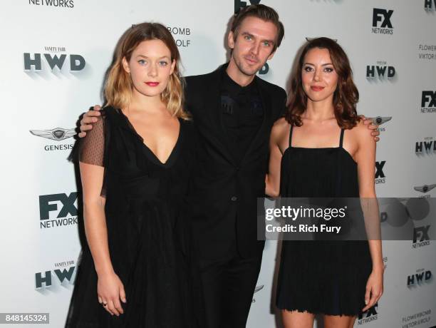 Rachel Keller, Dan Stevens and Aubrey Plaza attend FX and Vanity Fair Emmy Celebration at Craft on September 16, 2017 in Century City, California.