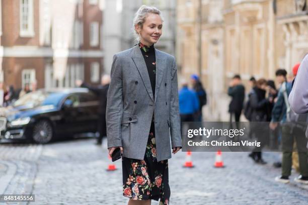 Olga Karput outside Simone Rocha during London Fashion Week September 2017 on September 16, 2017 in London, England.