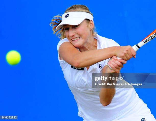Russia's Ekaterina Makarova on her way to defeat from USA's Melanie Oudin 6-4 3-6 6-2 during day seven of the AEGON Championships at Edgbaston Priory...
