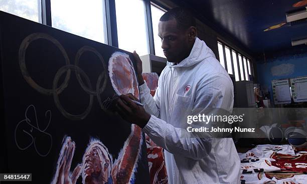 Lebron James attends the Sprite Green Instrument Donation on February 14, 2009 in Mesa, Arizona.