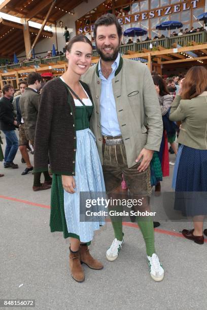 Prince Casimir zu Sayn-Wittgenstein-Berleburg and his fiance Alana Bunte during the opening of the Oktoberfest 2017 at Theresienwiese on September...