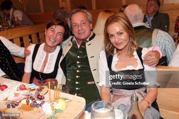 Gabriele Haffa, Franz Prinz von Auersperg and Dr. Sigrid Streletzki during the opening of the Oktoberfest 2017 at Schuetzenfestzelt at Theresienwiese...