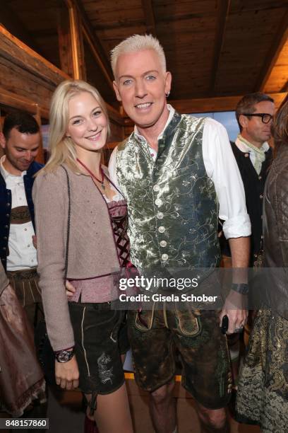 Hans-Peter Geerdes alias H.P. Baxxter, singer of the band 'Scooter' and his girlfriend Lysann Geller during the opening of the Oktoberfest 2017 at...