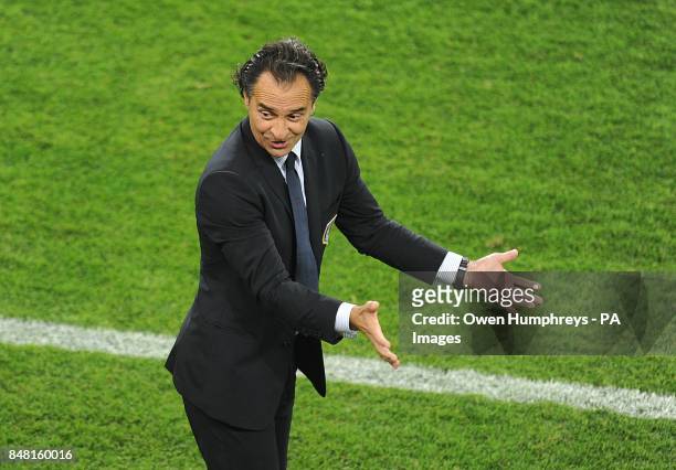 Italy head coach Cesare Prandelli gestures on the touchline