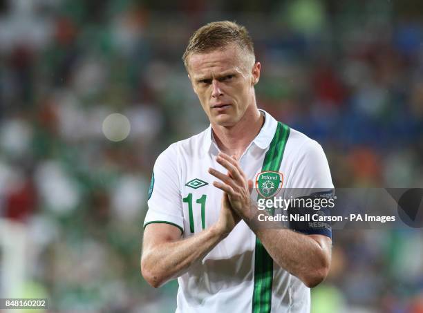 Republic of Ireland's Damien Duff as he leaves the pitch during the UEFA Euro 2012 Group match at the Municipal Stadium, Poznan, Poland.