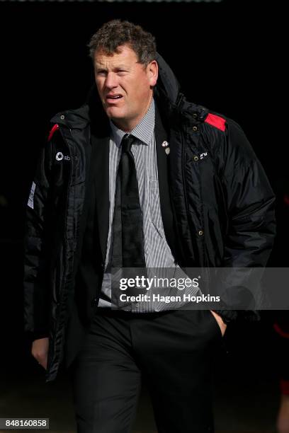 Coach Glenn Delaney of Canterbury looks on during the round five Mitre 10 Cup match between Wellington and Canterbury at Westpac Stadium on September...