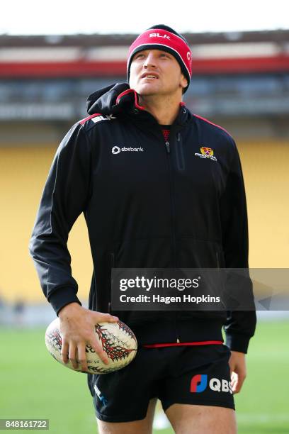 Dominic Bird of Canterbury looks on during the round five Mitre 10 Cup match between Wellington and Canterbury at Westpac Stadium on September 17,...