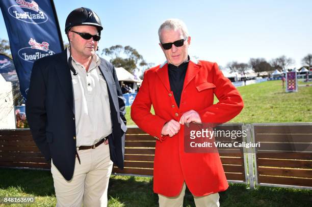 Peter Moody and Mick Price guest speakers during the All-Stars Jockey Challenge as part of the Australian Showjumping Championships on September 17,...