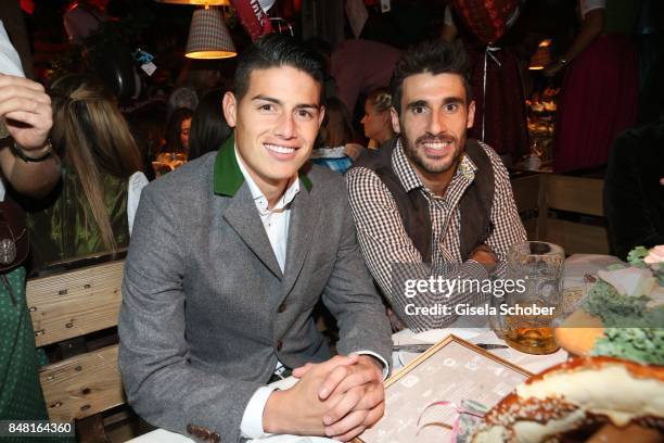 James Rodriguez and Javi Martinez, FC Bayern soccer player during the opening of the Oktoberfest 2017 at Kaeferschaenke at Theresienwiese on...