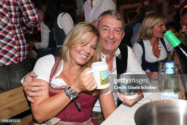 Wolfgang Niersbach and his girlfriend Marion Popp during the opening of the Oktoberfest 2017 at Kaeferschaenke at Theresienwiese on September 16,...