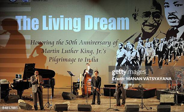 Twelve-time Grammy Award winning pianist Herbie Hancock performs during a music concert, "Living Dream" to honour Martin Luther King. Jr's visit to...