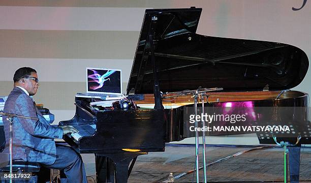 Twelve-time Grammy Award winning pianist Herbie Hancock performs during a music concert, "Living Dream" to honour Martin Luther King. Jr's visit to...