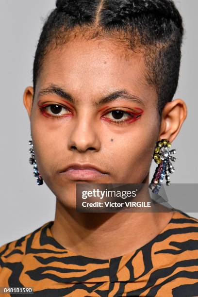 Model walks the runway at the Ashley Williams Ready to Wear Spring/Summer 2018 fashion show during London Fashion Week September 2017 on September...