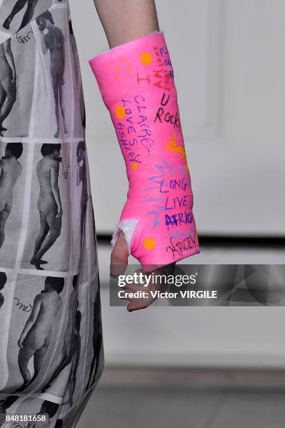 Model walks the runway at the Ashley Williams Ready to Wear Spring/Summer 2018 fashion show during London Fashion Week September 2017 on September...