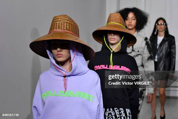 Model walks the runway at the Ashley Williams Ready to Wear Spring/Summer 2018 fashion show during London Fashion Week September 2017 on September...