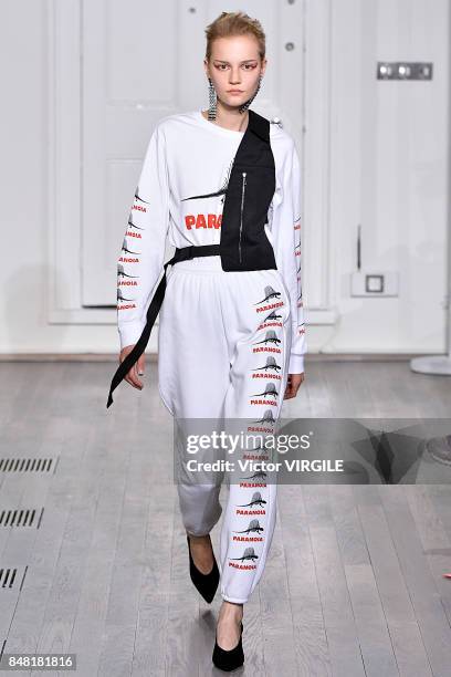 Model walks the runway at the Ashley Williams Ready to Wear Spring/Summer 2018 fashion show during London Fashion Week September 2017 on September...