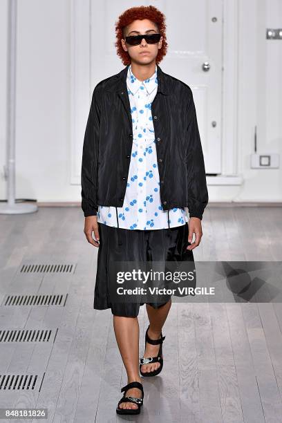 Model walks the runway at the Ashley Williams Ready to Wear Spring/Summer 2018 fashion show during London Fashion Week September 2017 on September...