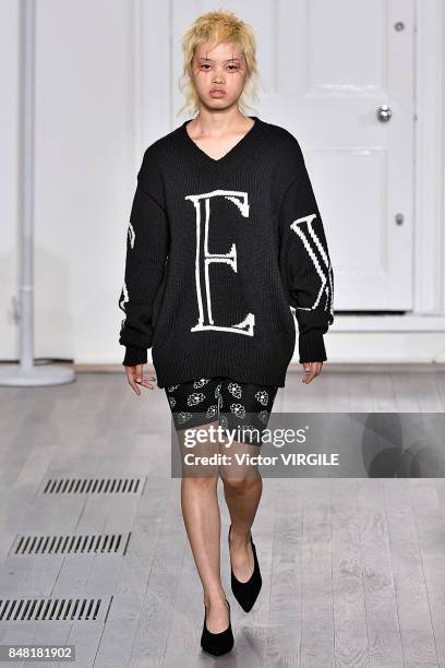 Model walks the runway at the Ashley Williams Ready to Wear Spring/Summer 2018 fashion show during London Fashion Week September 2017 on September...