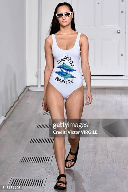 Model walks the runway at the Ashley Williams Ready to Wear Spring/Summer 2018 fashion show during London Fashion Week September 2017 on September...