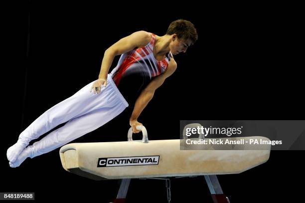 South Essex Gymnastics club's Max Whitlock performing on the pommel horse during the individual apparatus finals during the Men's and Women's...