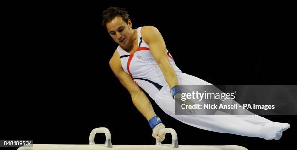 Huntingdon Olympic gymnastics club's Daniel Keatings performing on the pommel horse during the individual apparatus finals during the Men's and...