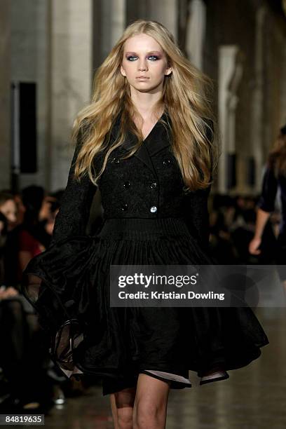 Model Diana Farkhullina walks the runway at the Jill Stuart Fall 2009 fashion show during Mercedes-Benz Fashion Week in Astor Hall at the New York...