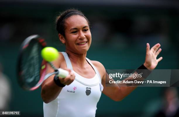 Great Britain's Heather Watson in action Czech Republic's Iveta Benesova during day one of the 2012 Wimbledon Championships at the All England Lawn...