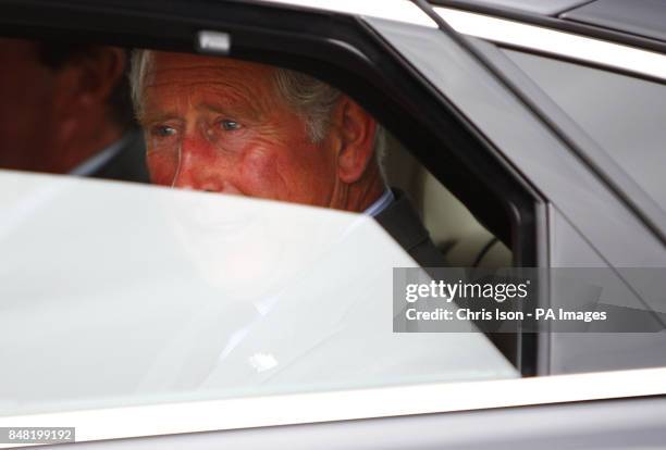 The Prince of Wales leaves the Weymouth and Portland National Sailing Academy in Dorset, following a visit to the venue for the sailing events of the...