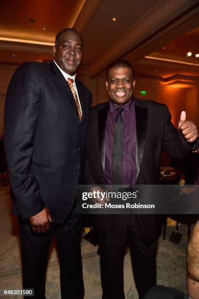 Former NBA Players Tree Rollins and Bernard King attend the 2017 DMF Care for Congo Gala at St. Regis Hotel on September 16, 2017 in Atlanta, Georgia.