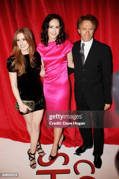 Isla Fisher, Sophie Kinsella and Jerry Bruckheimer attend the UK premiere of Confessions of a Shopaholic held at the Empire Leicester Square on...