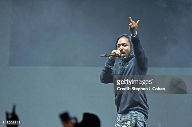 Kendrick Lamar performs at KFC YUM! Center on September 16, 2017 in Louisville, Kentucky.