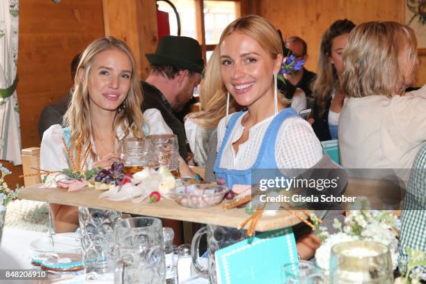 Leonia Hanne and Viktoria Rader during the 'Fruehstueck bei Tiffany' at Schuetzenfesthalle at the Oktoberfest on September 16, 2017 in Munich,...