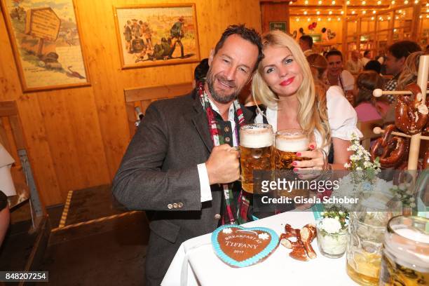Sebastian Copeland and his wife Carolin Copeland during the 'Fruehstueck bei Tiffany' at Schuetzenfesthalle at the Oktoberfest on September 16, 2017...