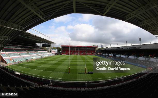 General view of Welford Road prior to the Aviva Premiership match between Leicester Tigers and Gloucester Rugby at Welford Road on September 16, 2017...