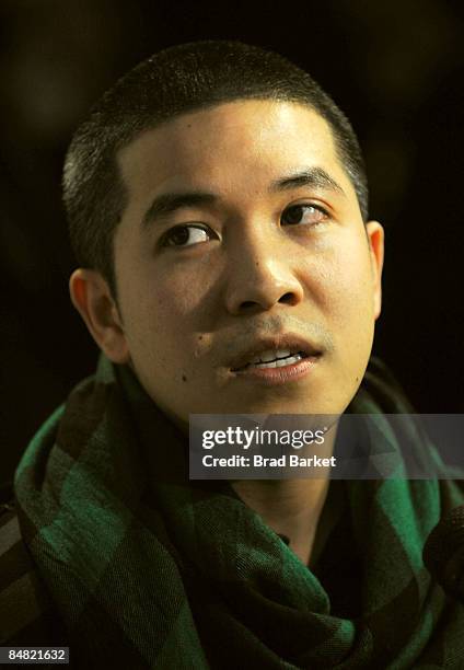 Designer Thakoon Panichgul backstage at the Thakoon Fall 2009 fashion show during Mercedes-Benz Fashion Week at Eyebeam on February 16, 2009 in New...